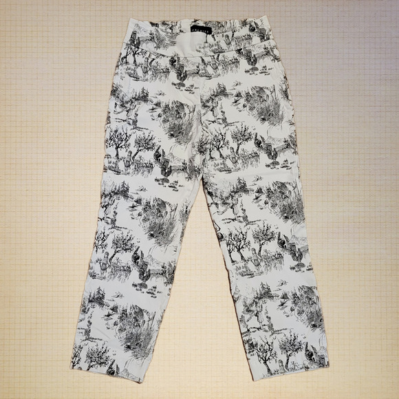 Premise, S | Stretchy Ankle Pants Country French Toile Black On White - Picture 1 of 7
